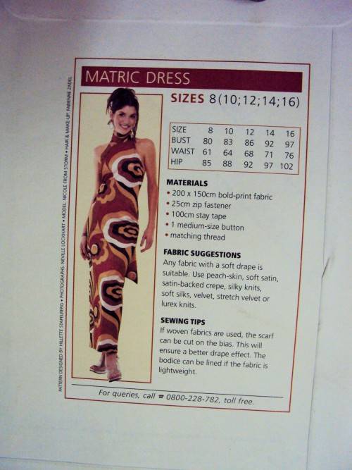 Woman's Value Fashion MATRIC DRESS  Size: 8(10, 12, 14, 16) - Uncut trace off pattern