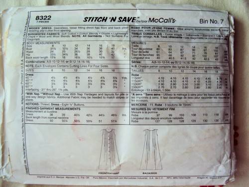 VINTAGE EASY Stitch n Save McCalls 8322 Suitable for maternity in cool cotton fabric Size8-14  UNCUT