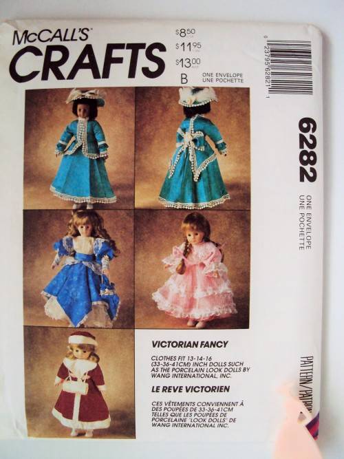 McCall's Crafts 6282 Victorian Dresses for 33-36-41cm DOLLS  ***UNCUT, factory fold VGC