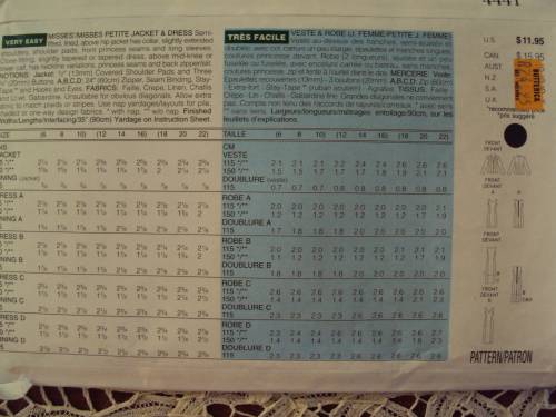 EASY Butterick 4441 Jacket & Dress diff lengths Sizes 6-8-10 **Complete & checked 90's vintage