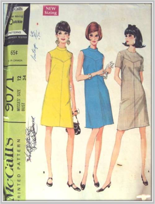 60's Vintage Dress French darts McCall's 9071 Size 12 (34")  **COMPLETE & checked