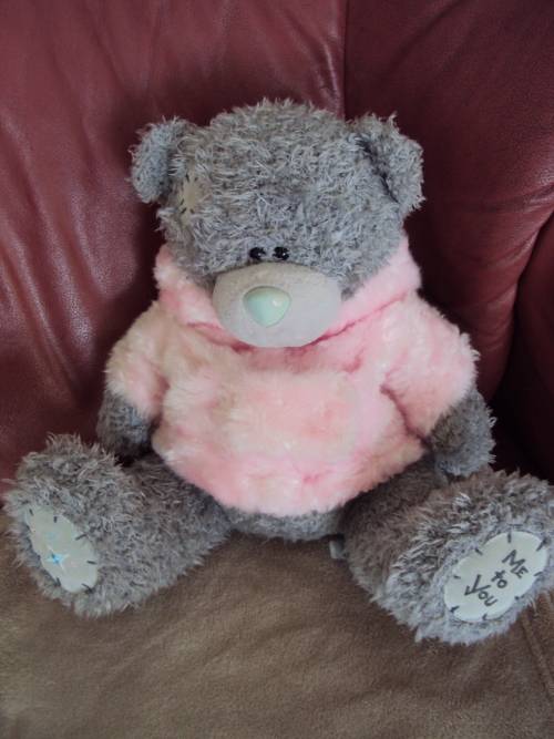 Large Me to You teddy bear in her pink hoody label intact About 41cm Clean, pre-loved