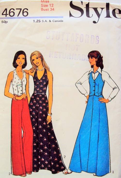 Vintage 70's Waistcoat Skirt & trousers Style 4676 Size 12 (34" bust)***COMPLETE & checked