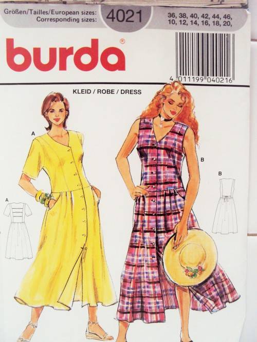 Low waist dress BURDA 4021 Sizes 36-46 **Complete, duly checked
