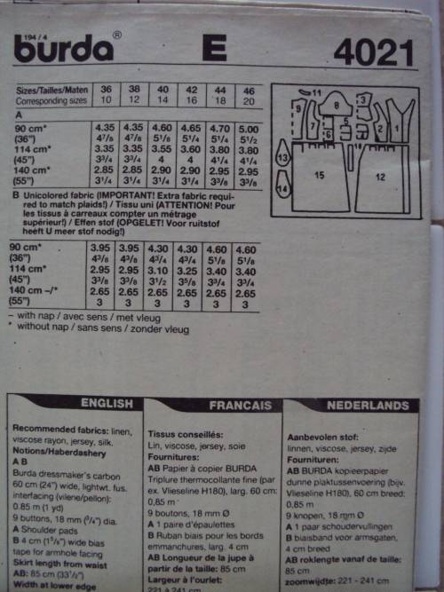 Low waist dress BURDA 4021 Sizes 36-46 **Complete, duly checked