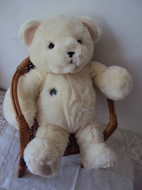My First Harrod's Teddy with chest button 100% cuddle soft 36cm tall  preloved **good clean cond