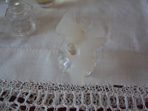 Job Lot 6 x miniature glass perfume bottles (empty) one is L'Air du Temps Kissing doves