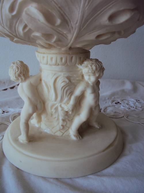 Italian style detailed Mini Bird Bath with cherubs and removable birds (resin) Vintage  19.5cm High