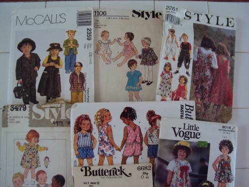 Job Lot "BB" of 9x Toddler kids sewing patterns (cut, not checked) -