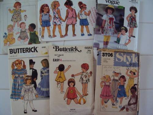 Job Lot "BB" of 9x Toddler kids sewing patterns (cut, not checked) -