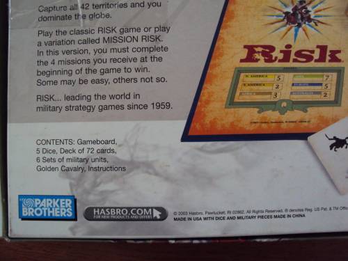 RISK The game of global domination 2-6 players  Ages 10+ Complete with Rules Hasbro Parker Bros Good