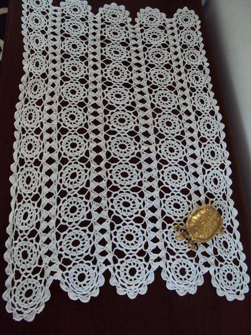 White Hand crochet table runner - 74cm x 46cm