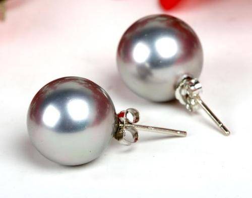 MARYKAY - SILVER GREY SOUTH SEA SHELL PEARL STERLING SILVER EARRINGS 10