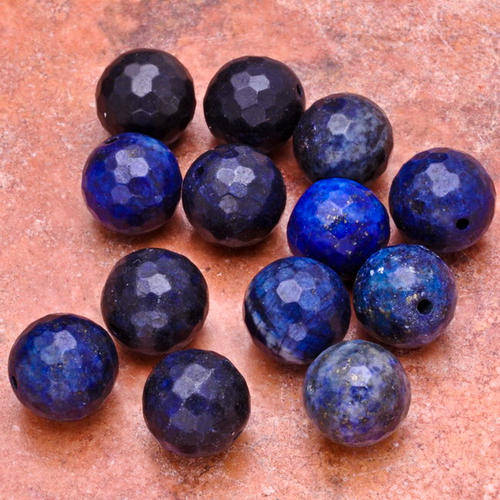 MARYKAY - GLAMOUROUS FACETED ROUND BLUE PYRITE IN LAPIS LAZULI NATURAL GEMSTONE BEADS - 9/10R