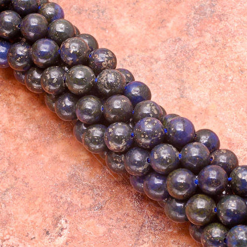 MARYKAY - GLAMOUROUS ROUND BLUE PYRITE IN LAPIS LAZULI NATURAL GEMSTONE BEADS - 8