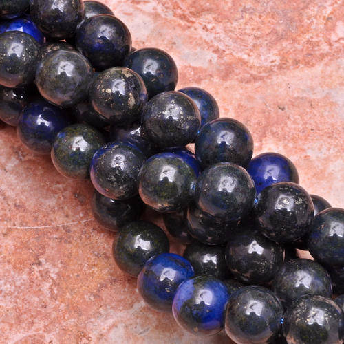 MARYKAY - GLAMOUROUS ROUND BLUE PYRITE IN LAPIS LAZULI NATURAL GEMSTONE BEADS - 14