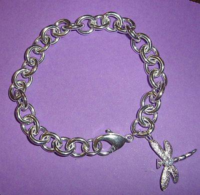MARYKAY - GORGOUS CHARM BRACELET WITH DRAGONFLY CHARM .925 SOLID STERLING SILVER