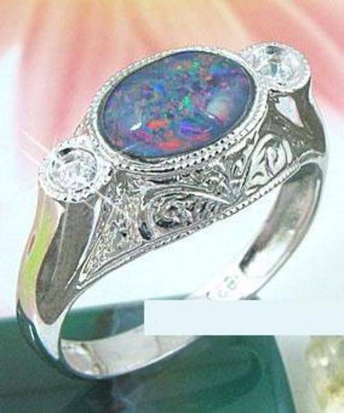 MARYKAY - GORGEOUS GENUINE AUSTRALIAN BLACK OPAL RING 7,5/P