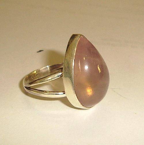 MARYKAY - BEAUTIFUL ROSE QUARTZ COCKTAIL STONE RING IN .925 STERLING SILVER - MADE IN INDIA 6.5/N