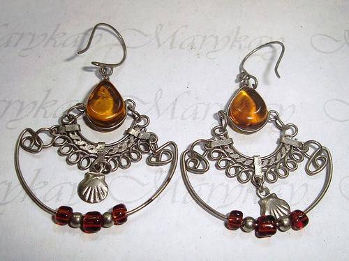 MARYKAY - BEAUTIFUL ALPACA SILVER & MURANO STONE EARRINGS - MADE IN PERU
