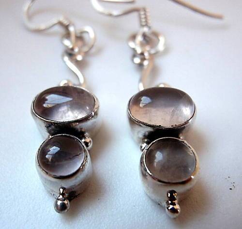 MARYKAY - JUST LOVELY - ROSE QUARTZ DANGLE .925 SILVER EARRINGS