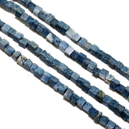 MARYKAY - NATURAL BLUE CORAL FOSSIL GEMSTONE BEADS 5S