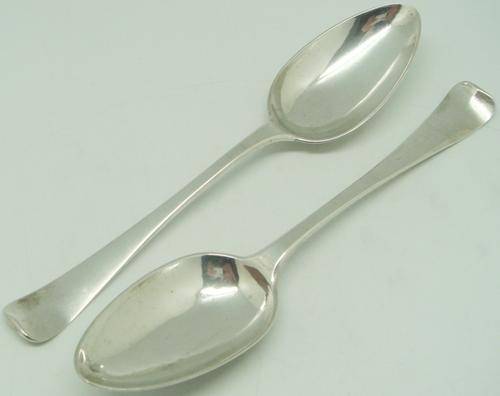 Continental Silver Pair of Serving Spoons; Early-Mid 18th Century; 875