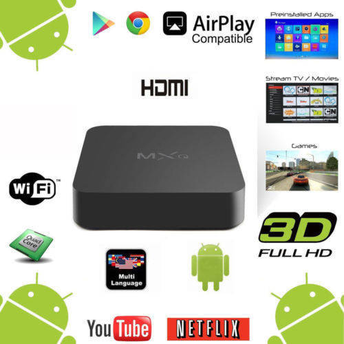 bulk only  MXQ Smart OTT TV BOX Android Quad Core 8GB WIFI HD 1080P 4K Media Player