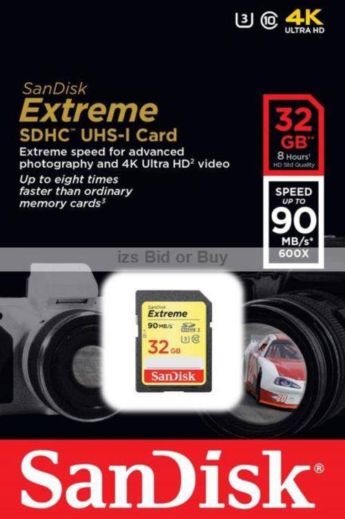 Sandisk 32GB Extreme SDHC Card 90MB/s - Full HD and 4K Ultra HD Video ***NO RESERVE***