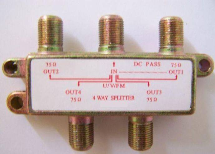 4 Way  F Splitter With DC Power Pass