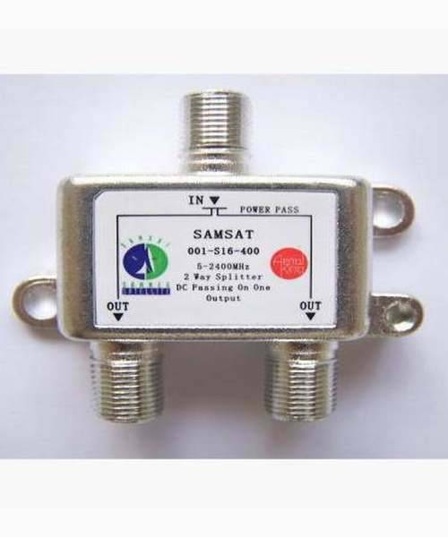2 Way Satellite F Splitter With DC Power Pass