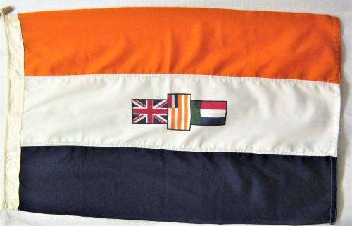OLD SOUTH AFRICAN PARADE FLAG MADE OF LINEN 90 cm x 57 cm IN A VERY GOOD USED CONDITION