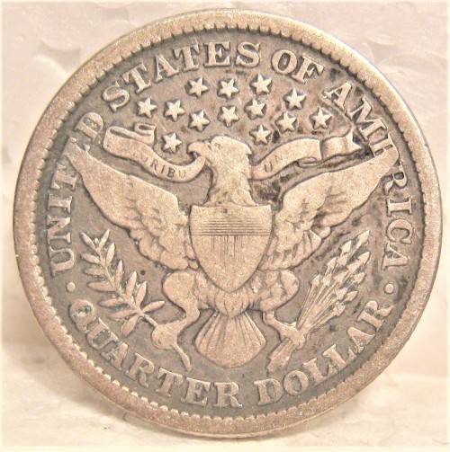 1893 USA BARBER QUARTER, NO MINT MARK,  IN A GOOD CIRCULATED CONDITION