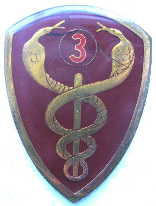 3 MILITARY HOSPITAL FLASH WITH 2 REPLACED PINS IN GOOD CONDITION