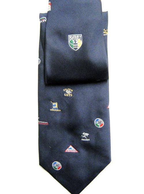 OLD SUPER 12 SOUTH AFRICA TIE DEPICTING THE EMBLEMS OF ALL THE TEAMS THAT TOOK PART