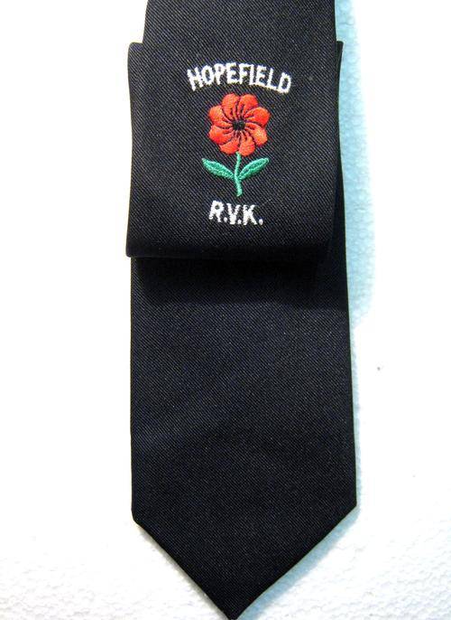 HOPEFIELD RUGBY FOOTBALL CLUB TIE IN GOOD CONDITION