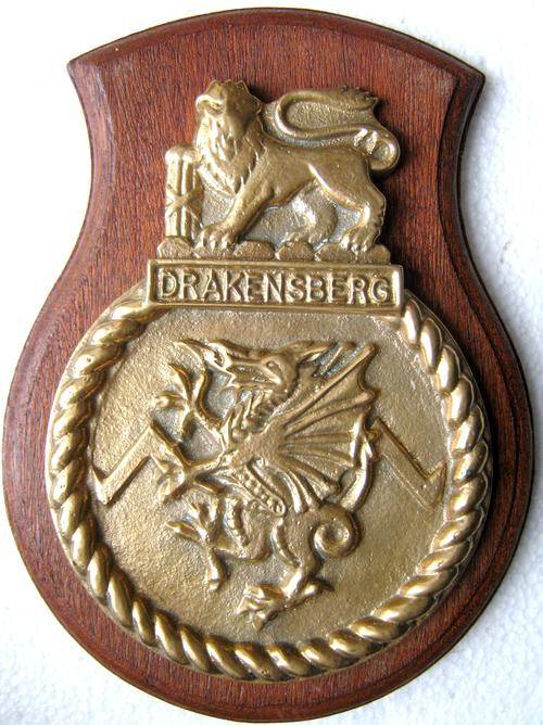 SOLID BRASS MOUNTED, SAS DRAKENSBERG SHIPS PLAQUE 190mm x 140mm
