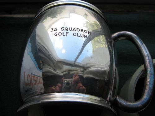 35 SQUADRON GOLF CLUB SILVER PLATED BEER MUG - Good condition