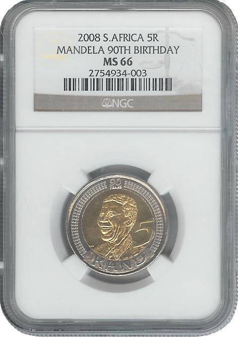 Below Cost - MS66 2008 Mandela Birthday R5 - NGC