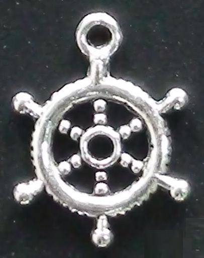 Ship Steering Wheel Charm - 20x15mm - Scrapbooking Embellishment, Crafts or Jewelry