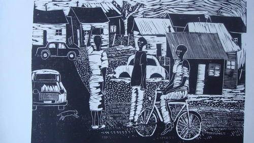 Sam Nhlengethwa - Original Woodcut  (Rare)