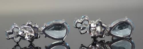 REAL TOPAZ AND SAPPHIRE 925 SILVER EARRINGS