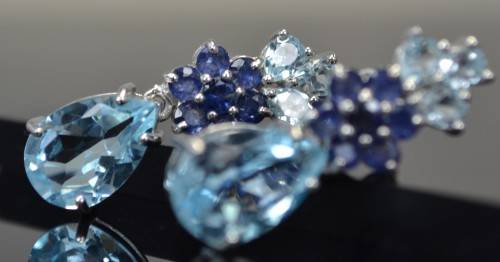 REAL TOPAZ AND SAPPHIRE 925 SILVER EARRINGS