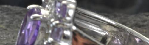 GORGEOUS COLOUR! GENUINE BRAZILIAN  AMETHYST AND CZ 925 SILVER RING SIZE 8.75