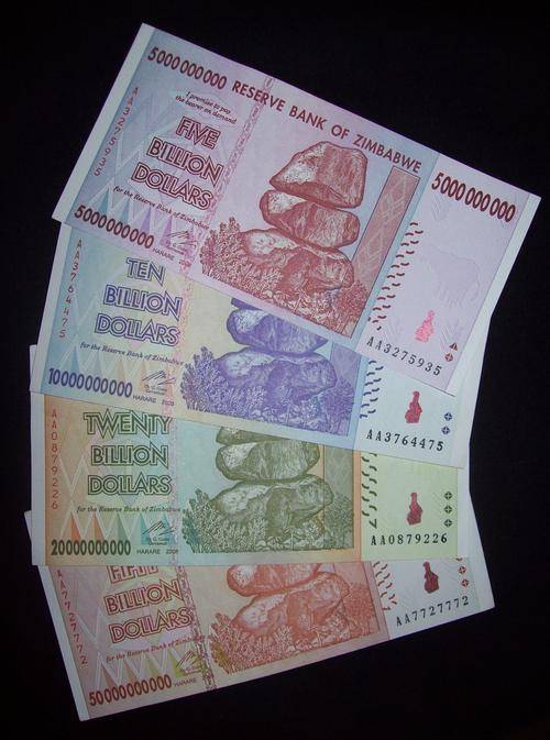 !!!  BILLION DOLLAR ZIMBABWE NOTE SET - 4 NOTES !!!