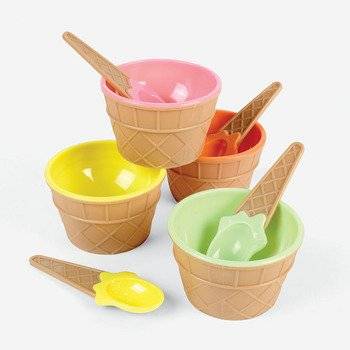 COLOURFULL ICE CREAM CONE DESIGNED 8PC KIDS DESERT SET *GREAT FOR KIDS PARTIES*