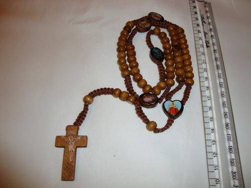 "Christian" Varnished Wooden Bead Rosary