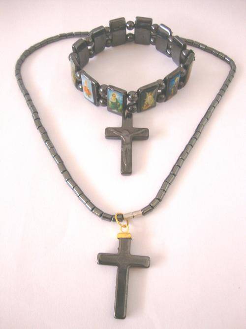 "Christian" Necklas & Bracelet Set - High Gloss Ceramic Bead