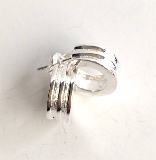 Ridged Silver 925 Hoop Earrings