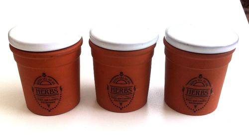 Set of 3 Terracotta Herb Containers